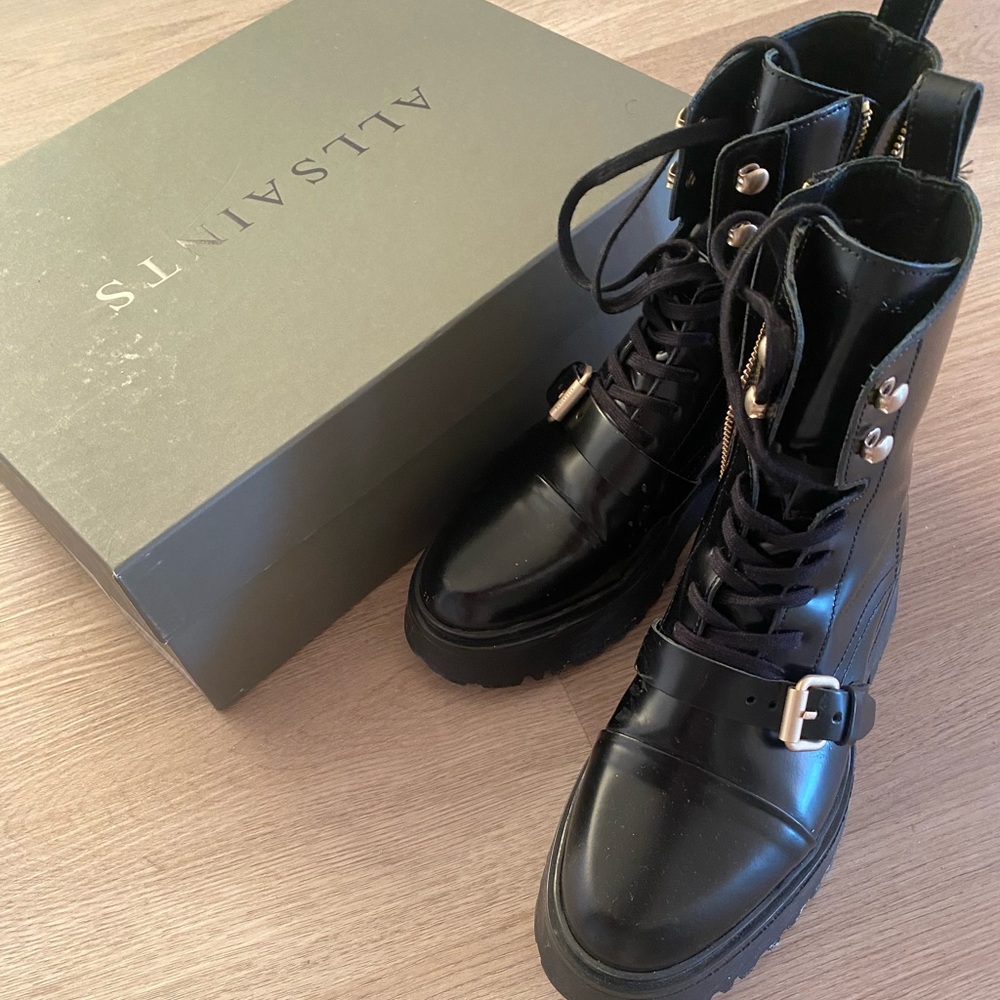 All Saints Black Leather Boots
